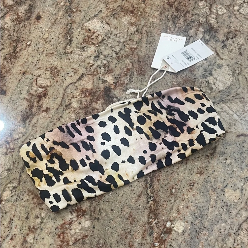 Good American leopard tube bathing suit top S:1
